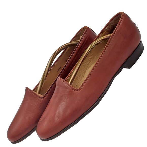 Vintage Bragano Cole Haan Italy Men 8M Brown Calfskin Classic Loafers Dress Shoe - Picture 10 of 13